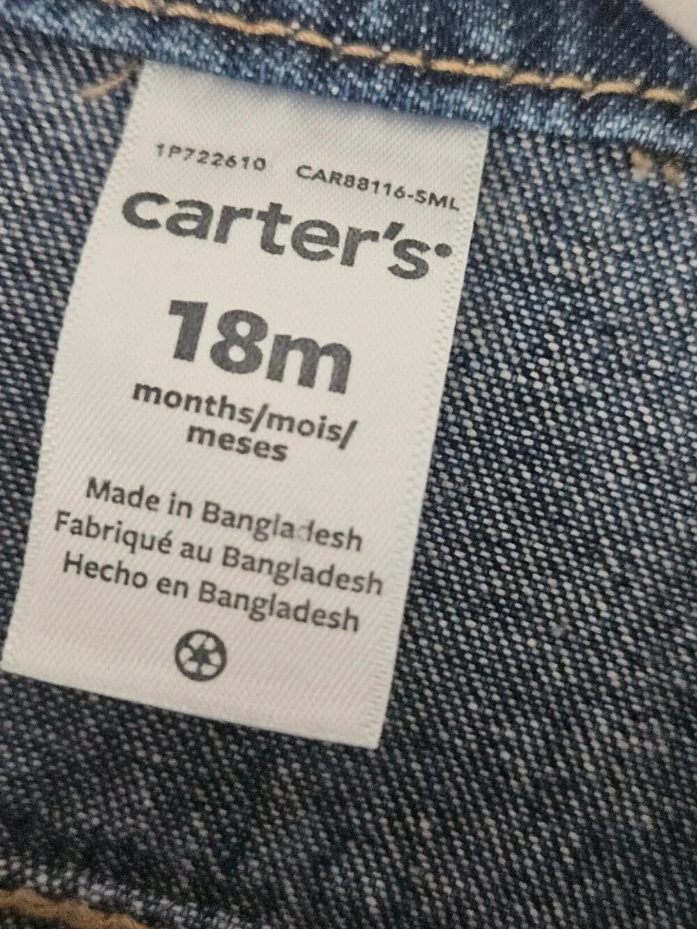 Carter's Toddler Jean Jacket Medium Wash Classic Denim Jacket SZ 18M